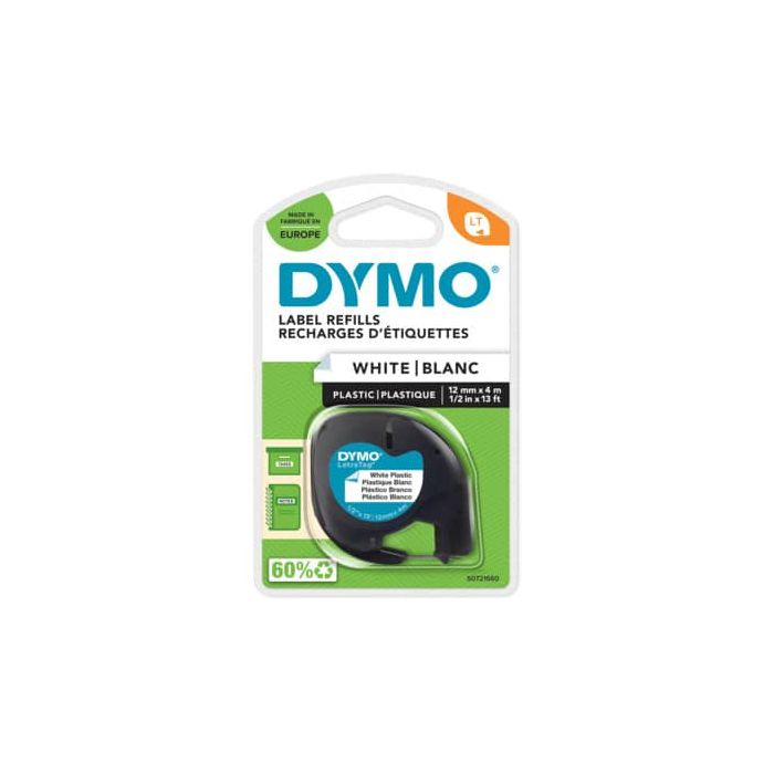 Nastro per etichettatrici Dymo LetraTag plastica 12 mm x 4 m nero/bianco S0721660 main product photo