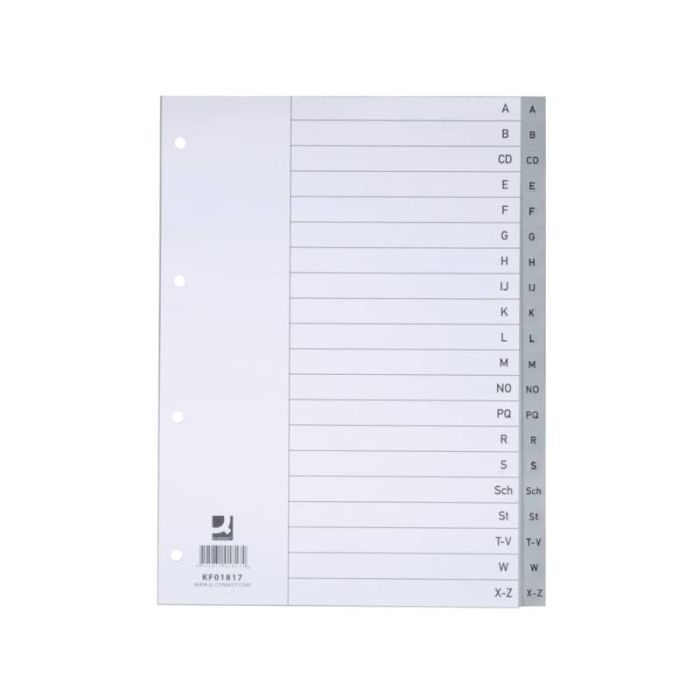 Divisori alfabetici Q-Connect A-Z 22,5x29,7 cm grigio 20 pagine KF01817 main product photo
