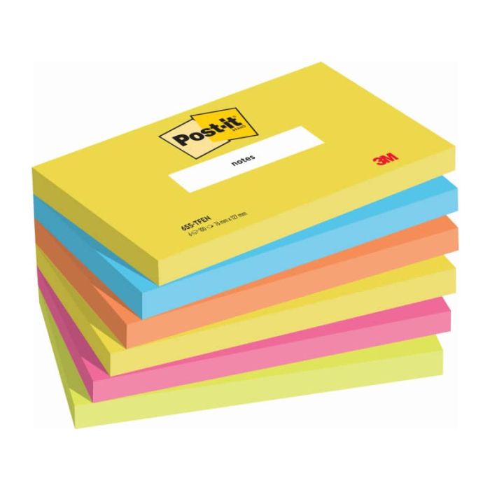 Foglietti riposizionabili Post-it Notes Energy 76x127 mm neon assortiti conf. 6 blocchetti da 100 ff - 655-TFEN main product photo