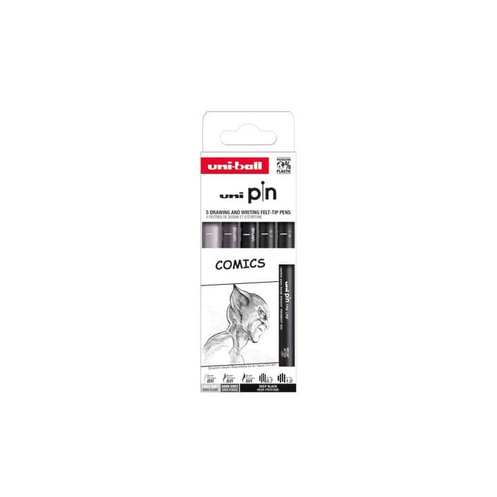 Fineliner Pin Comics Uni Mitsubishi - conf. 12 pz - punte assortite M PIN ASP019 main product photo