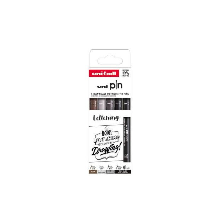 Fineliner Pin Lettering Uni Mitsubishi - conf. 12 pz - elementi assortiti M PIN ASP012 main product photo