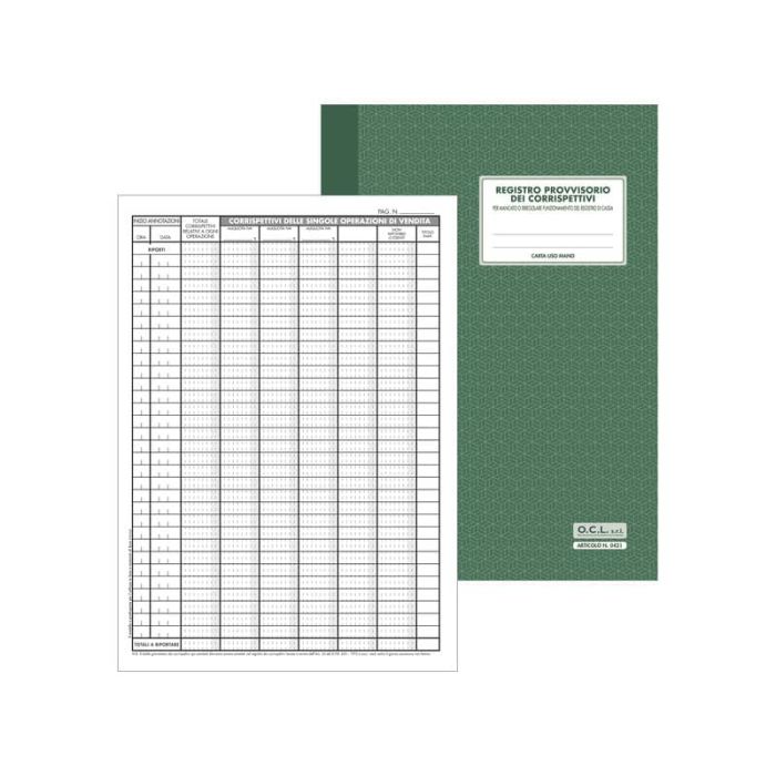 Registro provvisorio dei corrispettivi per mancato funzionamento registratore di cassa O.C.L. 21x29,7 cm - 0421 main product photo
