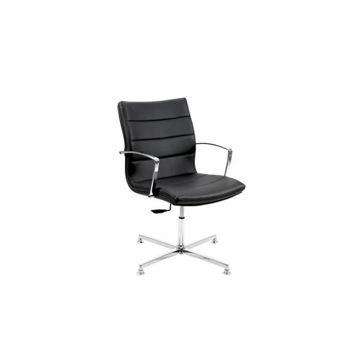 Sedia interlocutore direzionale girevole Unisit Aquarius AQD4 - schienale basso - rivest. pelle nero con braccioli AQD4/PN main product photo