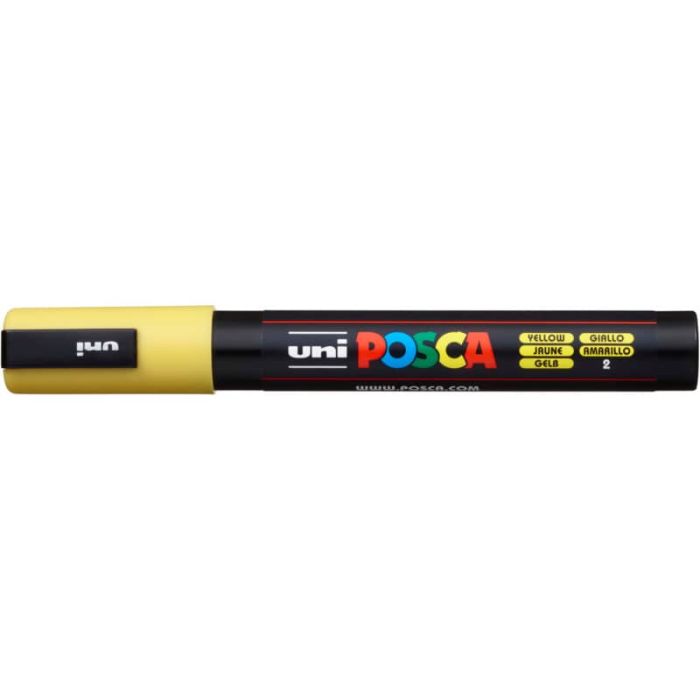 Marcatore a tempera POSCA Uni-Ball punta tonda 1,8-2,5 mm giallo M PC5M G main product photo