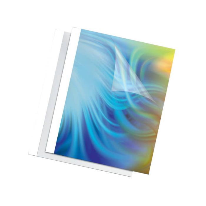 Termocopertina trasparente A4 per rilegatura termica in PVC - 150 gr/mq - Fellowes dorso 3 mm - conf. 100 pezzi main product photo