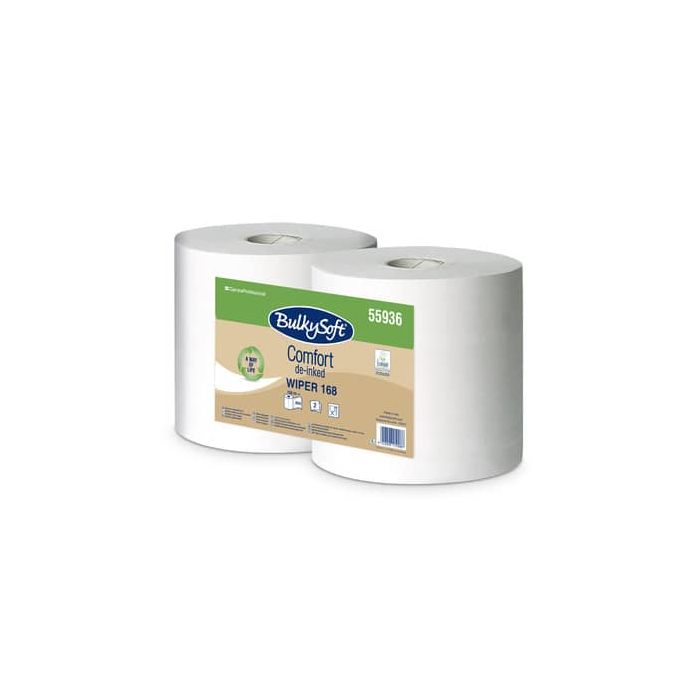 Bobina Multiuso 2 veli Comfort Wiper 168 mt - Bulkysoft bianco - Conf. 2 rotoli - 55936.E10 main product photo