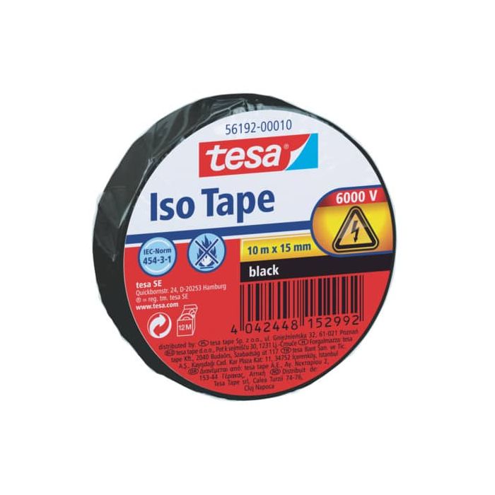 Nastro isolante tesa autoestinguente 15 mm x 10 m nero 56192-00010-02 main product photo