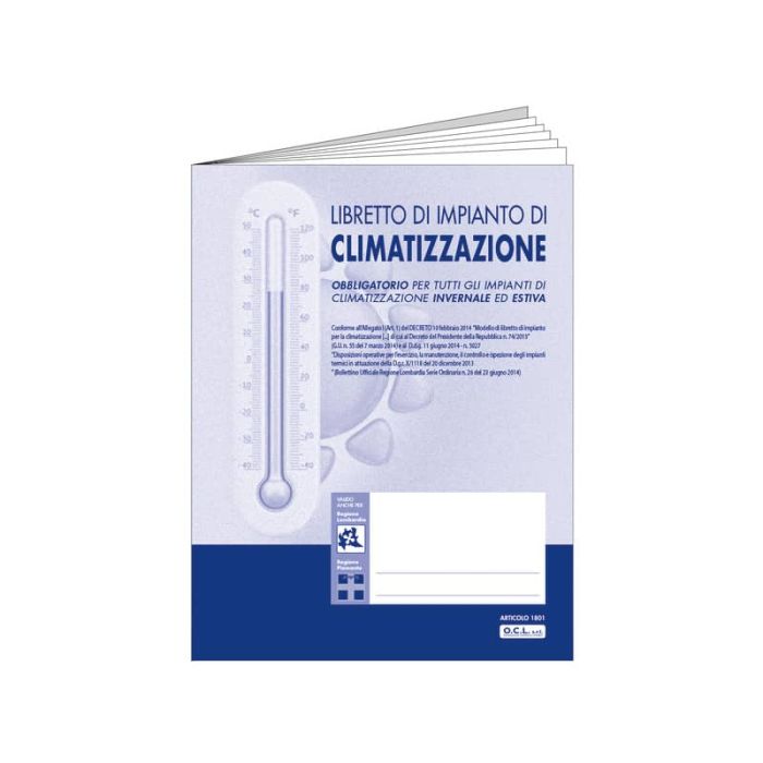 Libretto di impianto per la climatizzazione estiva e invernale All-in-1 O.C.L. - A4 - in triplice copia main product photo