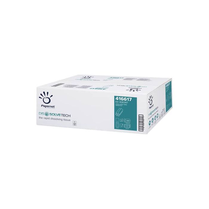 Asciugamani interfogliati piegati a Z Papernet Dissolve Tech - cfz 200 pz 2 veli 24x20,3 cm (scatola 20 pacchi) - 416617 main product photo