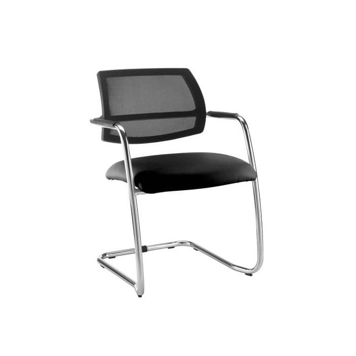 Sedia visitatore con slitta Unisit Lithium LTLTN - schienale in rete nero - rivestimento Eco nero - LTLTN/EN main product photo