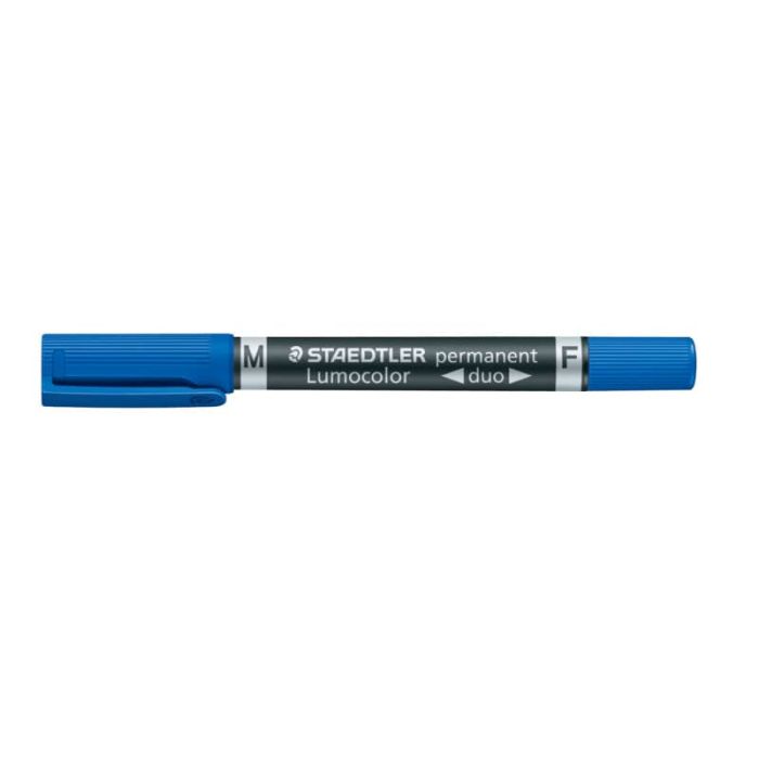 Marcatore doppia punta Staedtler Lumocolor permanent duo 348 0,6-1,5 mm blu - 348-3 main product photo