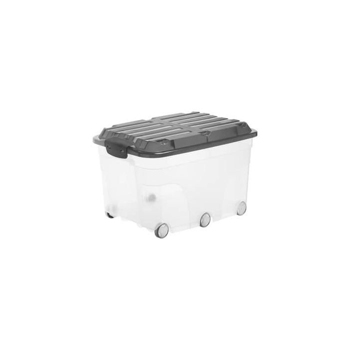 Contenitore Rotho portaoggetti con coperchio e ruote nero/trasparente F600179 main product photo