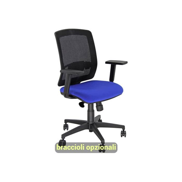 Sedia semidirezionale girevole Unisit Molly MLA - schienale in rete nero - rivestimento ignifugo blu - MLA/IB main product photo