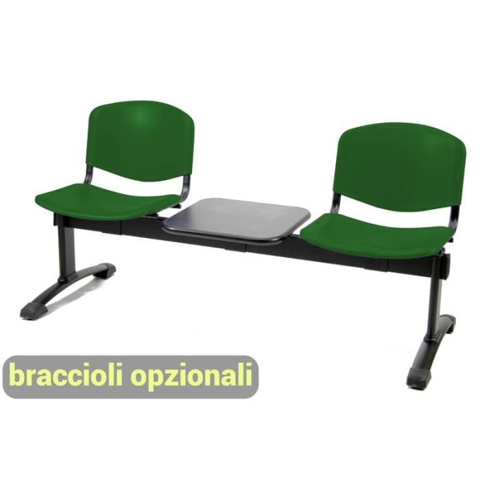 Panca 2 posti attesa Unisit Dado D52PT con tavolino - rivestimento Eco verde - D52PT/EV main product photo