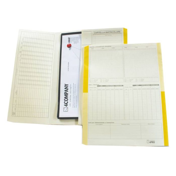 Cartelline matricolari 4Pro A4 in carta di cellulosa 225 g/m² dorso 2 cm giallo conf. da 50 pezzi - 4075 main product photo