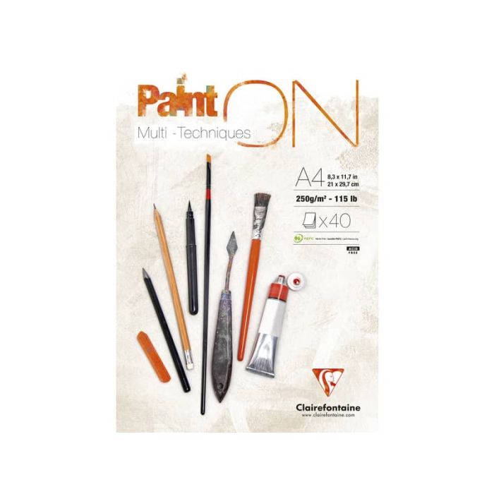 Blocco collato Clairefontaine Paint'on conf. 4 pz - formato A4 - 96537C main product photo