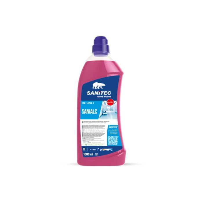 Detergente alcolico solventato asciugarapido Sanitec Sanialc con floralcool e antibatterico - 1000 ml main product photo