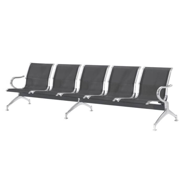 Panca in acciaio microforato per sala d'attesa nero Serena Group 5 posti SJ840K-5 main product photo