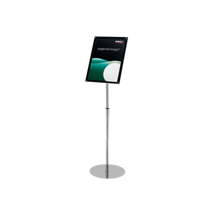 Espositore magnetico portastampati da terra deflecto A3 in acciaio inox con asta regolabile nero/argento - 790645 main product photo