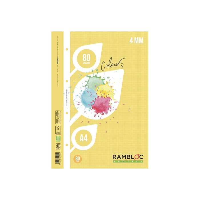 Ricambio rinforzato quaderni ad anelli Rambloc formato A4 colore giallo - 4 mm - 90524121 main product photo