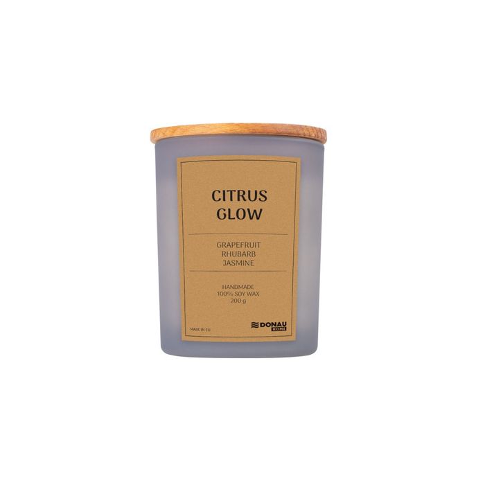 Candela di soia in vaso di vetro con coperchio in legno Donau Home 200 g Citrus Glow - 45361411-10 main product photo