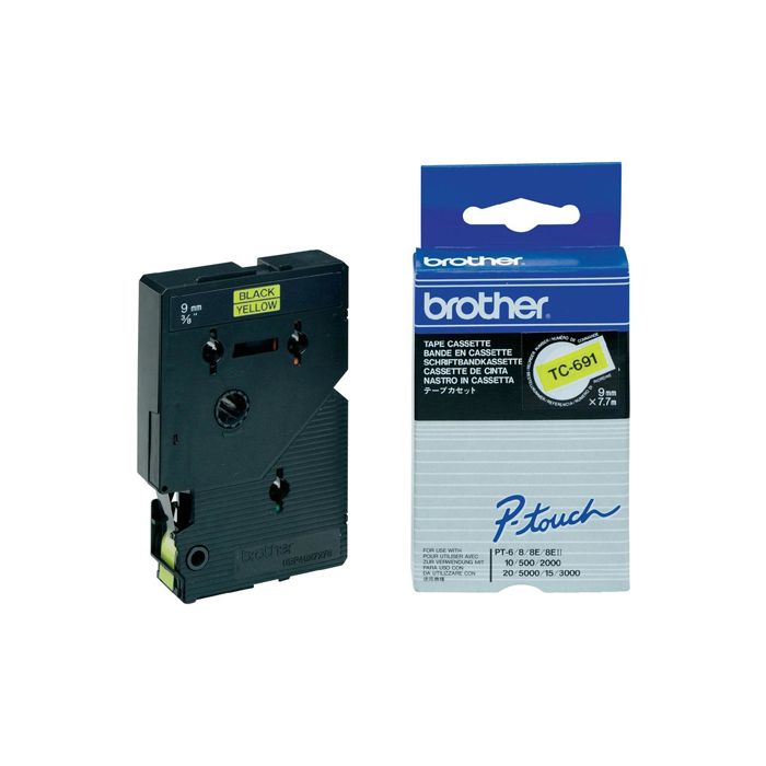 Brother - Nastro - Nero/Giallo - TC691 - 9mm x7,7mt main product photo