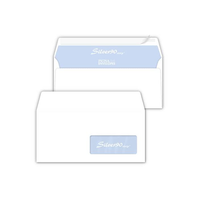 Buste con finestra Pigna Envelopes Silver90 Strip 90 g/m² 110x230 mm bianco Conf. 50 buste - 0062711 main product photo