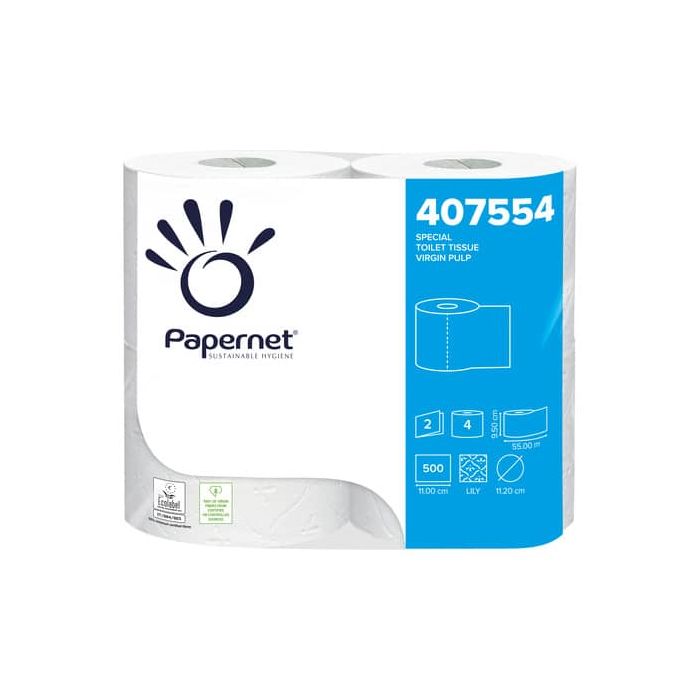 Carta igienica microincollata Papernet 500 strappi - 2 veli Conf. 4 pezzi - 407554 main product photo