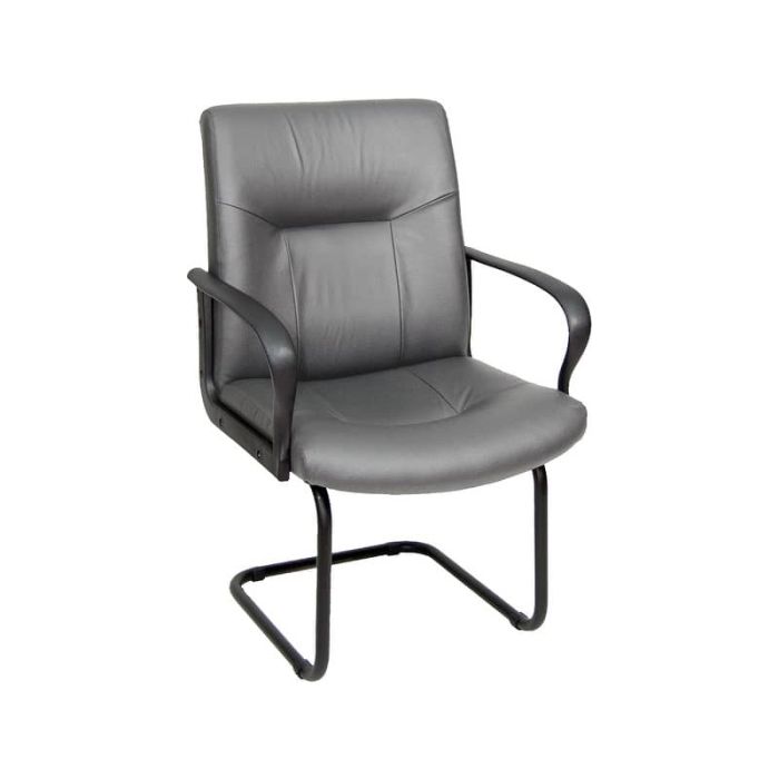 Sedia visitatore direzionale Unisit Eridanus ERV Eco Smart su slitta - rivestimento pelle grigio - ERV/PT main product photo