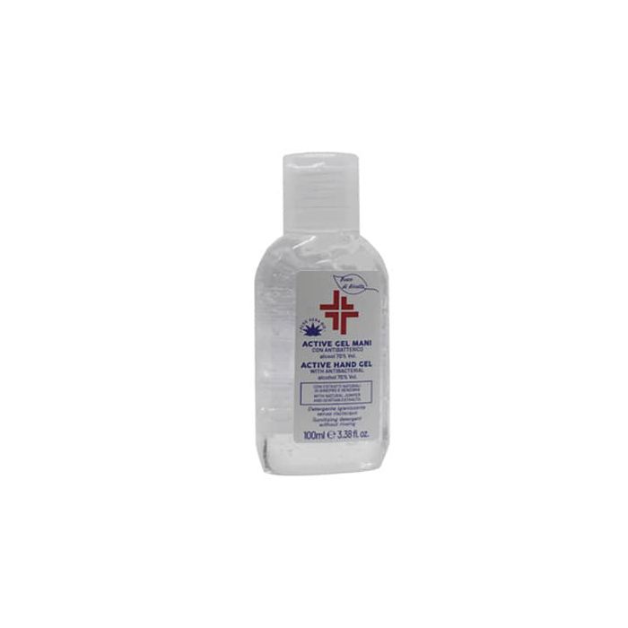 Gel igienizzante mani (alcol 70%) 100 ml - Active linea Bosco di Rivalta - flacone trasparente main product photo