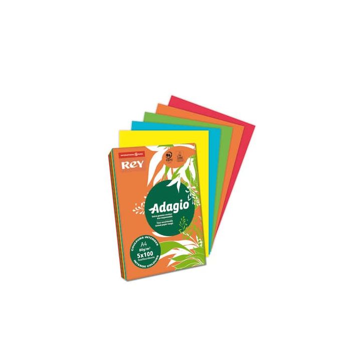 Carta colorata A4 International Paper Rey Adagio 80 g/m² colori forti - Risma da 500 fogli - ADAGI080X909 main product photo