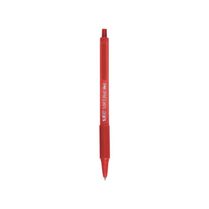 Penna a sfera a scatto BIC SoftFeel Clic Grip M 1 mm rosso Conf. 12 pezzi - 837399 main product photo
