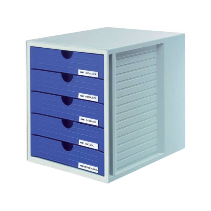 Cassettiera SYSTEMBOX HAN in polistirolo con 5 cassetti chiusi blu 1450-14 main product photo