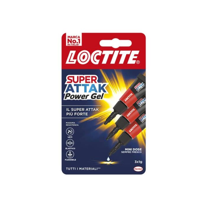 Colla Loctite Super Attak Power Flex gel Mini Trio trasparente Blister da 3 tubetti da 1 g. - 2048632 main product photo