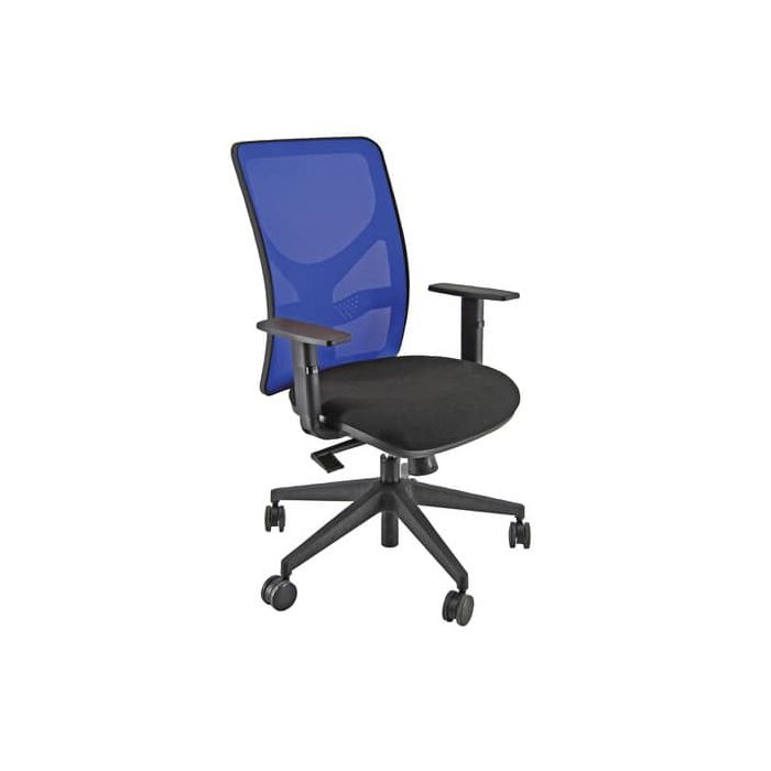 Sedia operativa girevole Unisit Pentagon Y10 PENA schienale in rete blu - rivest. Eco nero - con braccioli - PENA/BRF/EN/B main product photo