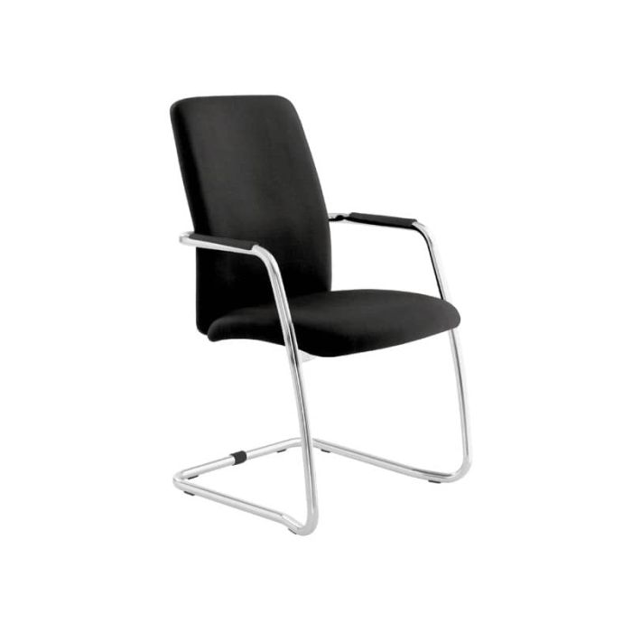 Sedia visitatore con slitta Unisit Lithium LTLTA schienale alto - rivest. ignifugo nero - LTLTA/IN main product photo