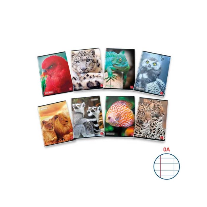 Quaderno 42 fogli PIGNA Animal A4 a righe 0A con margine assortiti 02307650A main product photo