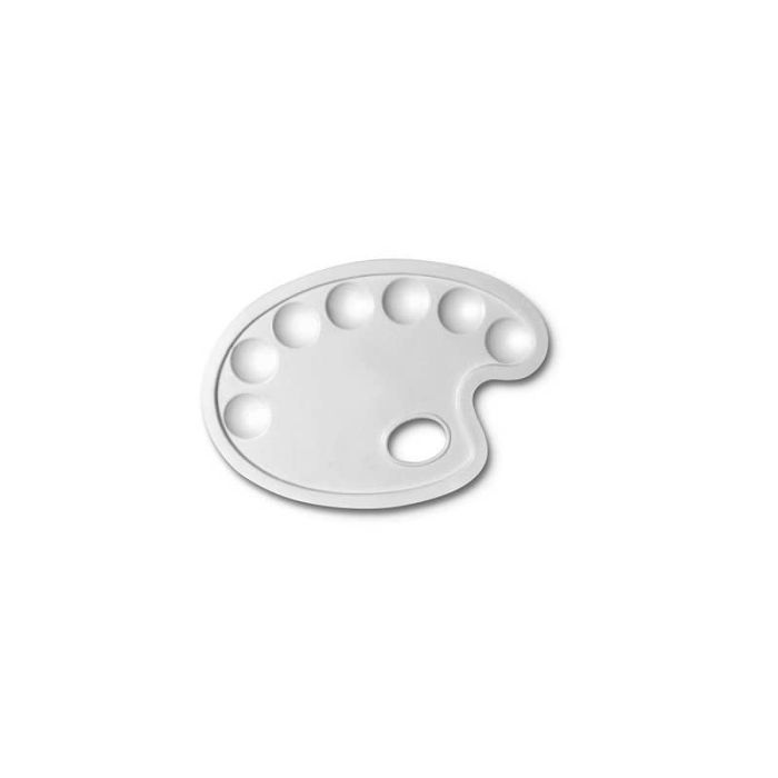 Tavolozza ovale CWR - bianca - plastica 7 scomparti - 24x17 cm 184 main product photo