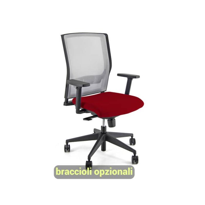 Sedia operativa girevole Unisit X Ray X2 schienale in rete grigio - rivestimento Eco rosso - X2/ER main product photo