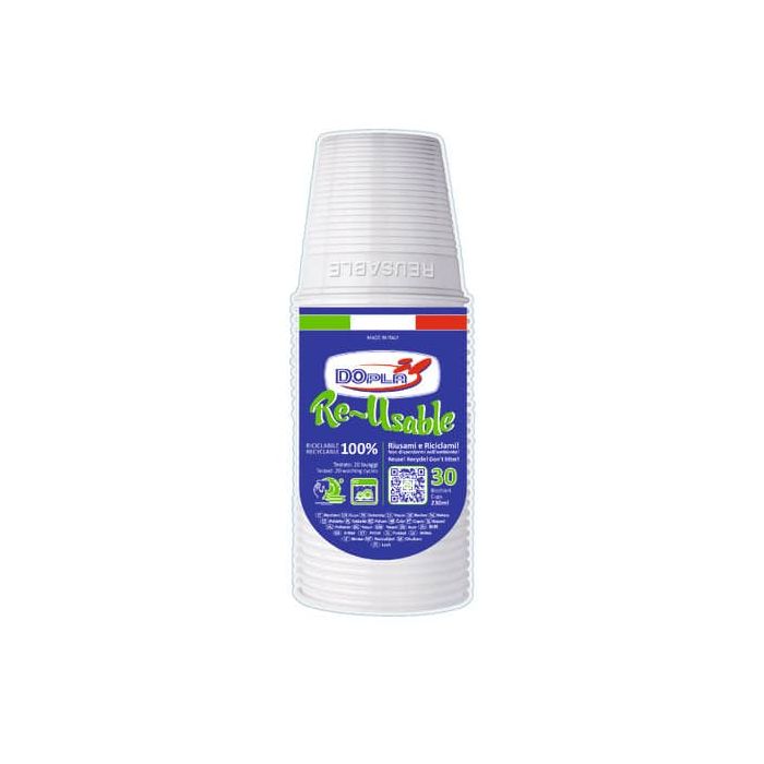 Bicchiere bianco in polistirene Dopla 230 ml - conf. da 30 pezzi - 22611 main product photo