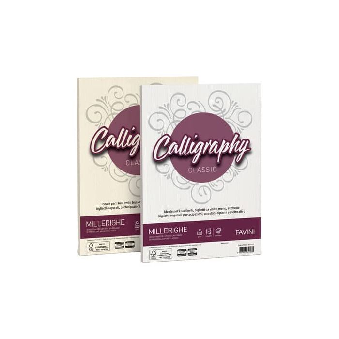 Carta pergamena Favini Calligraphy Millerighe liscia fondo rigato 100 g/m² A4 bianco 01 50 fogli - A690224 main product photo