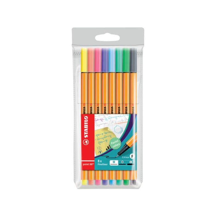 Fineliner Stabilo Point 88 0,4 mm assortiti in colori pastello astuccio da 8 - 88/8-01 main product photo