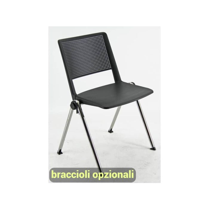 Sedia visitatore a 4 gambe Unisit Revolution RECP - schienale rigido rete PPL nero - conf. 2 pezzi - RECP/2/NE main product photo