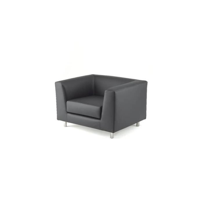 Divano attesa a 1 posto Unisit Quad QD1 schienale fisso - rivestimento in vera pelle grigio - QD1/PT main product photo