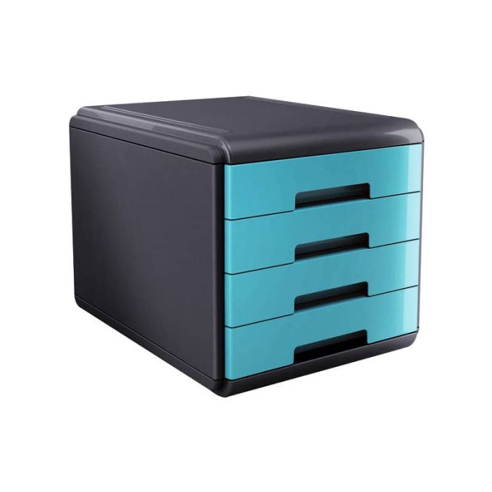 Cassettiera 4 cassetti ARDA Mydesk polistirolo e materiale infrangibile grigio/turchese - 18P4PTU main product photo