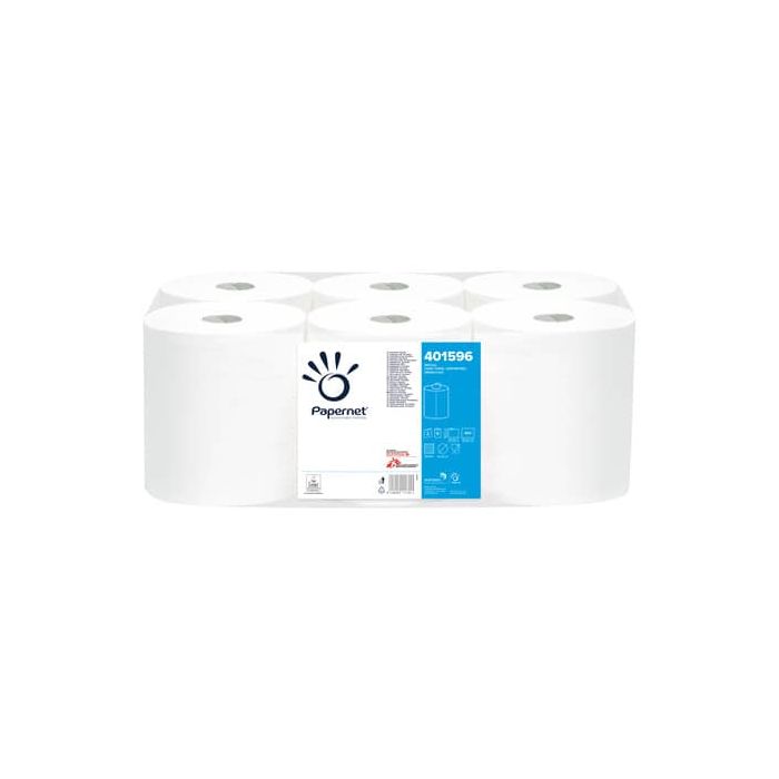 Asciugamani in Rotolo a devolgimento Papernet - 450 strappi - 2 veli - 29,7x30,5 cm - Conf. 6 pezzi - 401596 main product photo