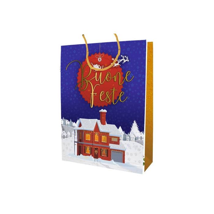 Shopper Natalizia Biembi Premium ''Buone feste'' - conf. 6 pezzi - 18x23x10 cm - BXS202P11B main product photo