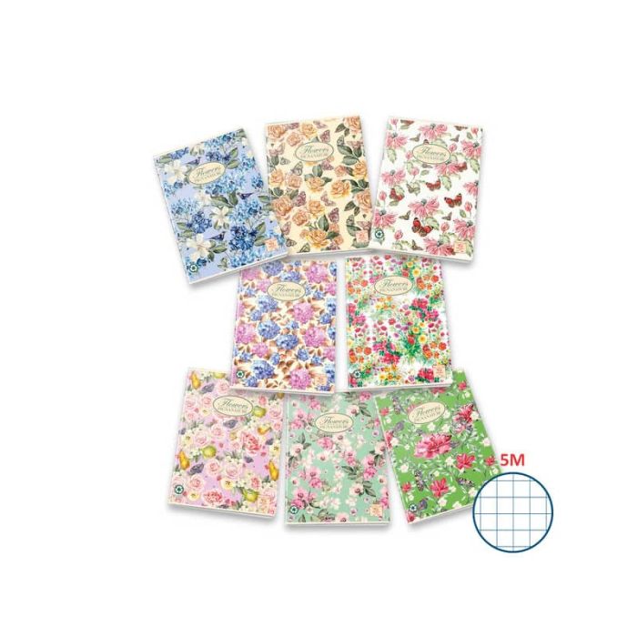 Quaderno a quadretti 42 fogli PIGNA Maxi Nature Flowers A4 a quadretti 5M assortiti - 02298855M main product photo