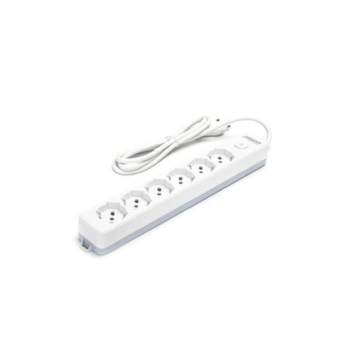 Multipresa con interruttore 16A - cavo 1,5 m - bianco e grigio Aigostar a 6 vie P40 - 281816 main product photo
