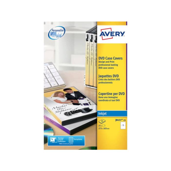 Copertine scrivibili per DVD AVERY 273x183mm 25 fogli - J8437-25 main product photo